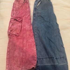Two Pairs Wide leg girls jeans — Pink & Blue